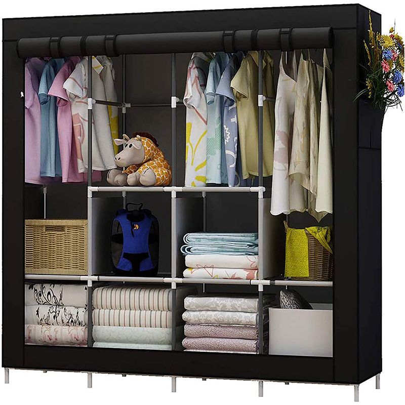 Jaza Keja 4 Columns Portable Closet Large Wardrobe Durable Enclosed Dust-Proof Closet Clothes Organizer