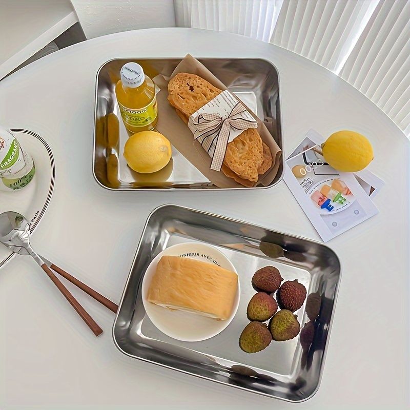 Jaza Keja 3PC Stainless Steel Food Storage Containers Baking Pan with Lids Kitchen Tray Stackable Container for Kitchen Refrigerator Organization