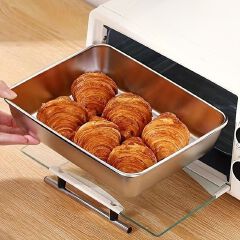 Jaza Keja 3PC Stainless Steel Food Storage Containers Baking Pan with Lids Kitchen Tray Stackable Container for Kitchen Refrigerator Organization