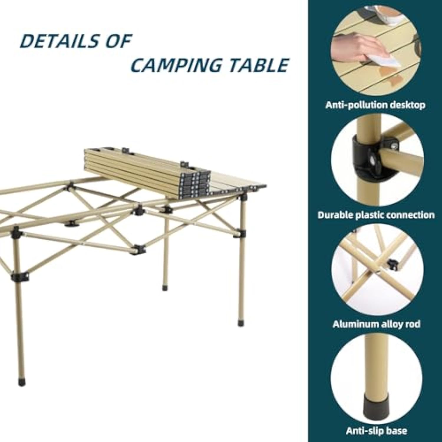 Jaza Keja Folding Camping Carbon Steel Table Portable Table with Bag Suitable for Indoor Outdoor Camping Backyard Party Patio