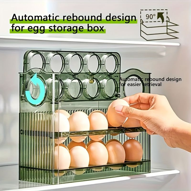 Jaza Keja Reversible Egg Holder for Refrigerator Countertop Can Hold 30 Eggs Storage Tray