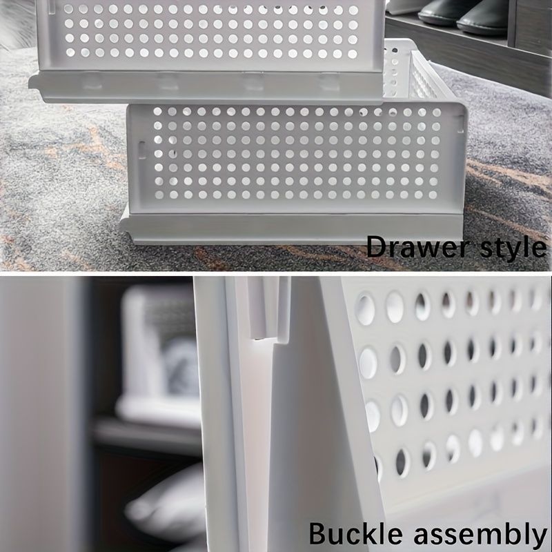 Jaza Keja 1PC Stackable Plastic Closet Organizer Box with Sliding Drawers Bins Foldable Storage Basket for Wardrobe Cupboard Kitchen Bathroom Office
