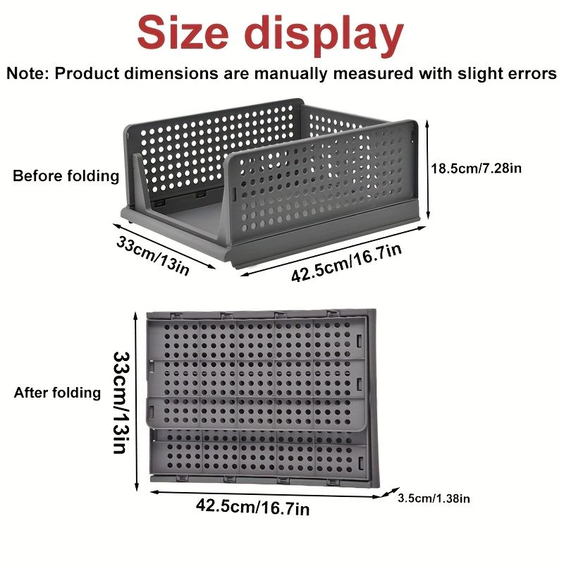Jaza Keja 1PC Stackable Plastic Closet Organizer Box with Sliding Drawers Bins Foldable Storage Basket for Wardrobe Cupboard Kitchen Bathroom Office