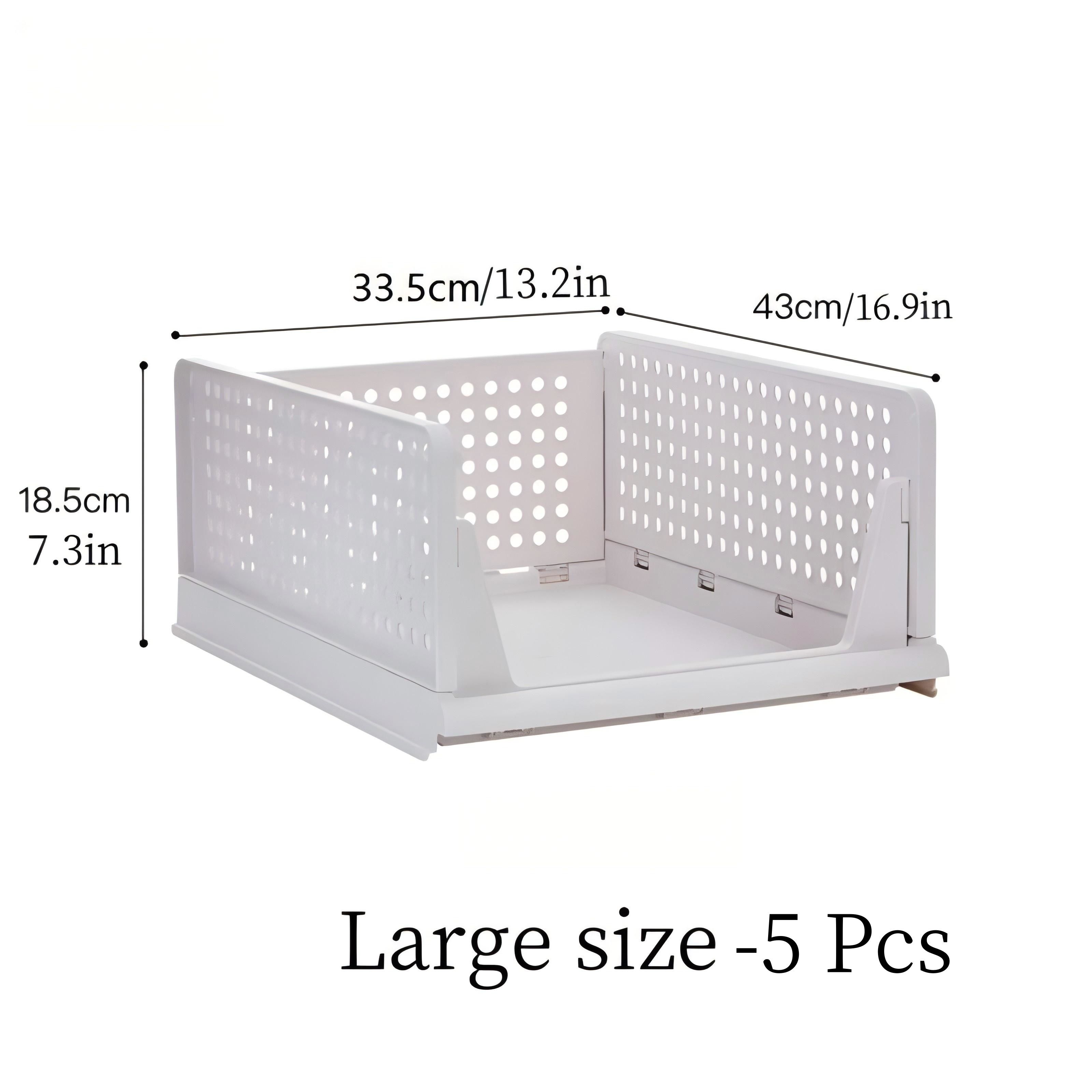 Jaza Keja 1PC Stackable Plastic Closet Organizer Box with Sliding Drawers Bins Foldable Storage Basket for Wardrobe Cupboard Kitchen Bathroom Office