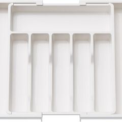 Jaza Keja 1PC Expandable Utensil Tray Kitchen Silverware Drawer Organizer Plastic BPA Free Flatware Cutlery Holder Forks Knives Storage
