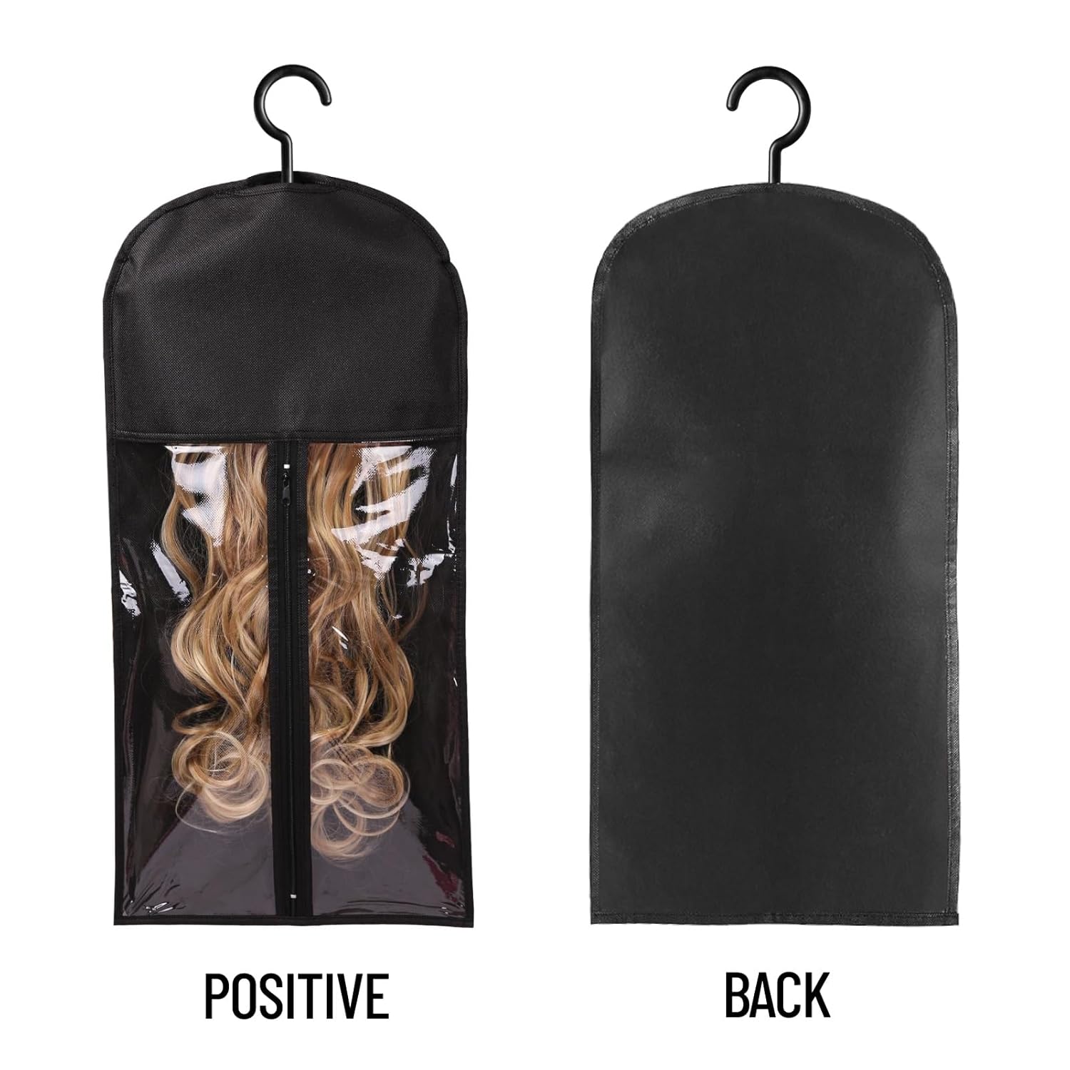 Jaza Keja 1PC Hair Extension Holder Wig Storage Bags with Hanger for Multiple Wigs Dust-proof Storage Organizer with Hook Hair Extensions for Salon Home Use