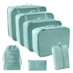 [Buy More Save More]Jaza Keja 7Pcs Set Travel Organizer Storage Bags Suitcase Packing Cubes Cases Portable Wardrobe Luggage Clothes Shoe Pouch Fold