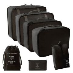 [Buy More Save More]Jaza Keja 7Pcs Set Travel Organizer Storage Bags Suitcase Packing Cubes Cases Portable Wardrobe Luggage Clothes Shoe Pouch Fold