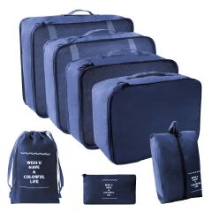 [Buy More Save More]Jaza Keja 7Pcs Set Travel Organizer Storage Bags Suitcase Packing Cubes Cases Portable Wardrobe Luggage Clothes Shoe Pouch Fold