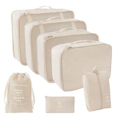 [Buy More Save More]Jaza Keja 7Pcs Set Travel Organizer Storage Bags Suitcase Packing Cubes Cases Portable Wardrobe Luggage Clothes Shoe Pouch Fold