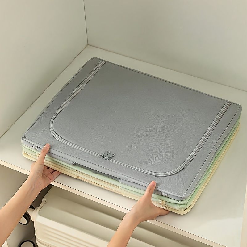 Jaza Keja 1PC 100L Foldable Clothes Storage Bins Box Stackable Metal Frame Closet Organizer Clear Window Thick Fabric for Seasonal Clothing