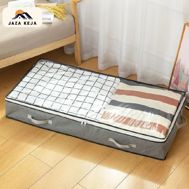 Jaza Keja 1PC 90L Under Bed Storage Containers Closet Organizers Storage Bins Foldable Underbed Storage Bags for Blankets, Towels, Comforter, Sweaters, Pillows, Linen Sheets, Wrapping Paper