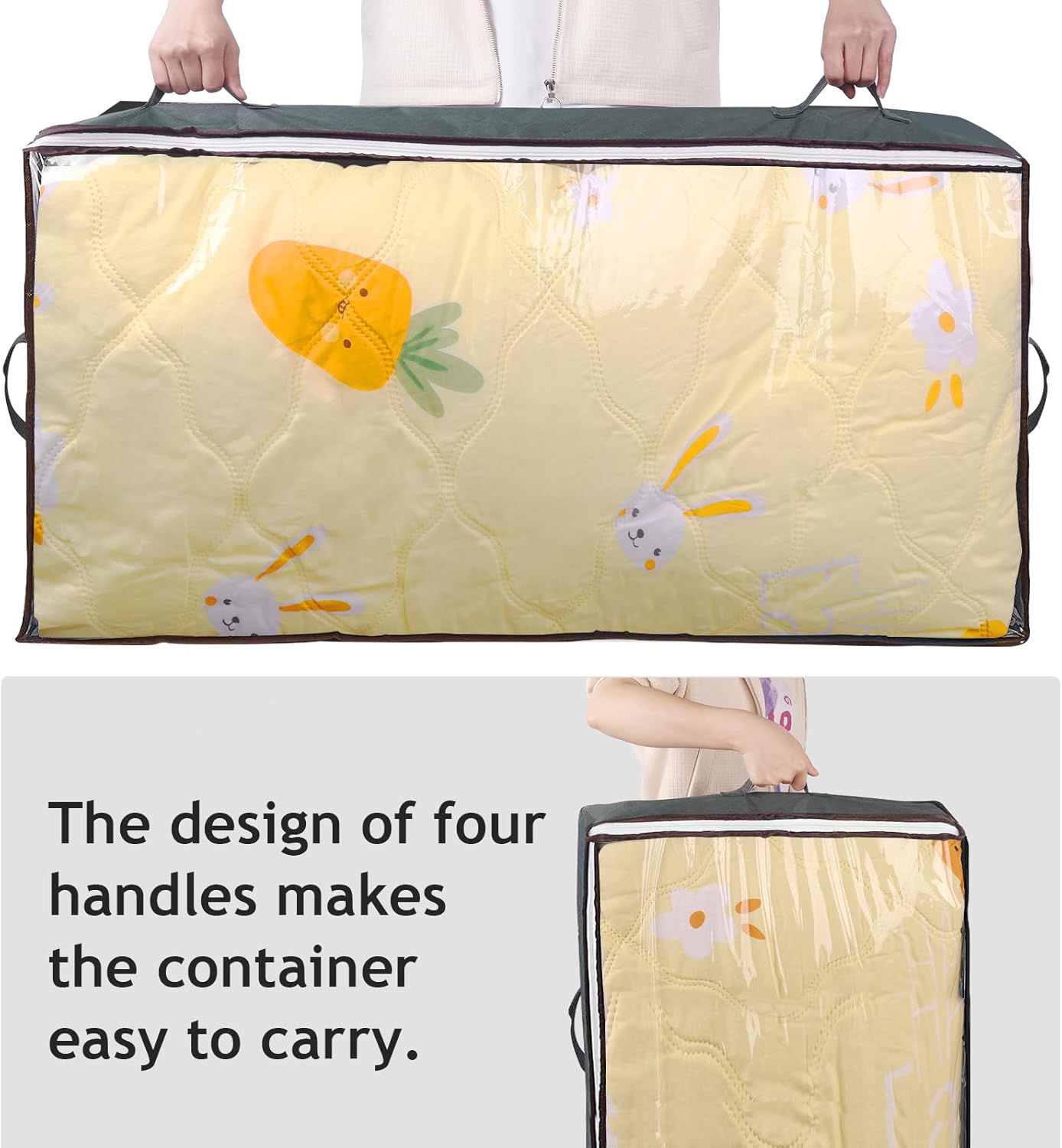 Jaza Keja 1PC 90L Under Bed Storage Containers Closet Organizers Storage Bins Foldable Underbed Storage Bags for Blankets, Towels, Comforter, Sweaters, Pillows, Linen Sheets, Wrapping Paper