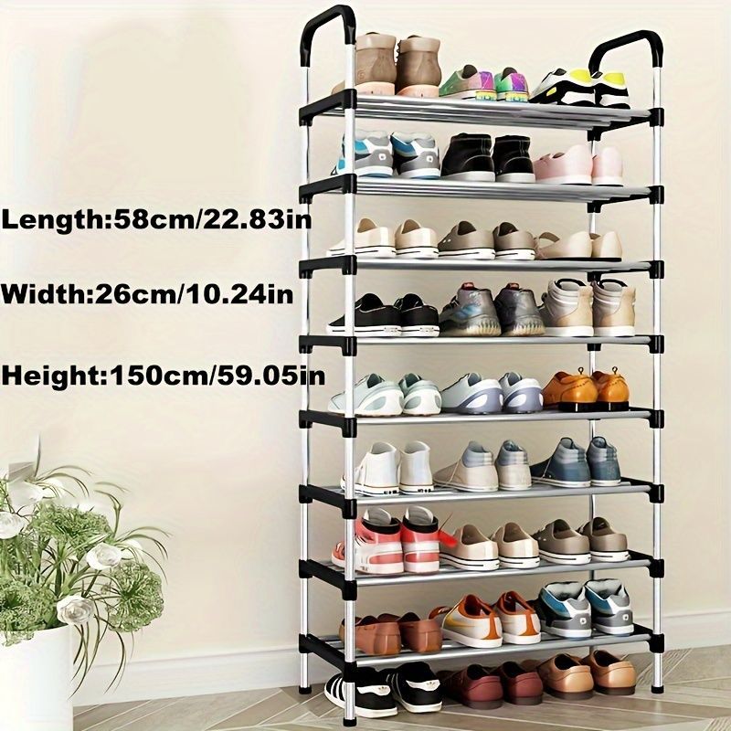 Jaza Keja 8 Layer Simple Shoe Rack Easy Assembled Economical Shoes Rack for Entryway Hallway Bedroom Living Room Back To College Essential