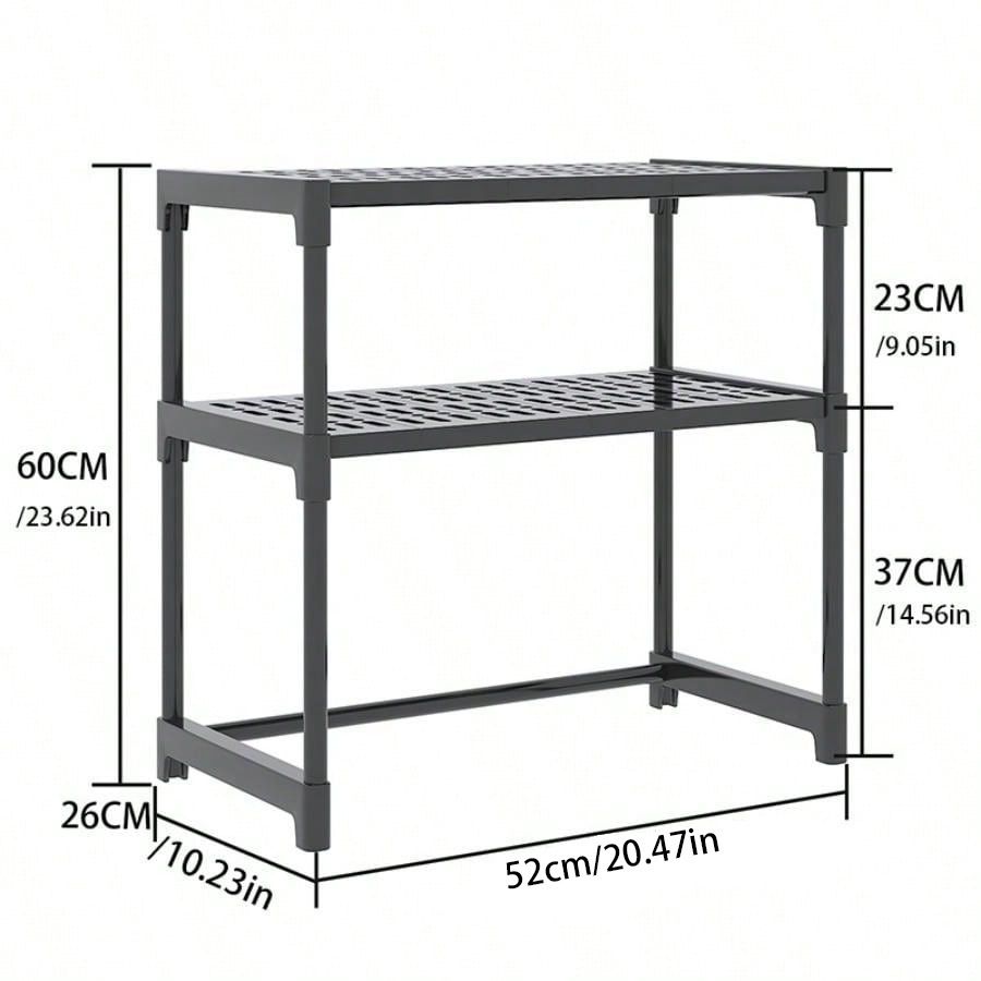 Jaza Keja 2 Layer Microwave Oven Rack Steel Pipe Support Moisture Rust Proof Kitchen Countertop Organizer Microwave Stand Utensils Tableware Storage Shelf