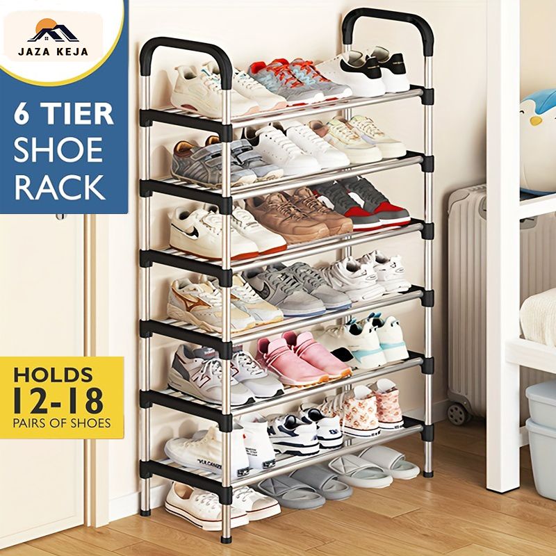 Jaza Keja 6 Layer Simple Shoe Rack Easy Assembled Economical Shoes Rack for Entryway Hallway Bedroom Living Room Back To College Essential