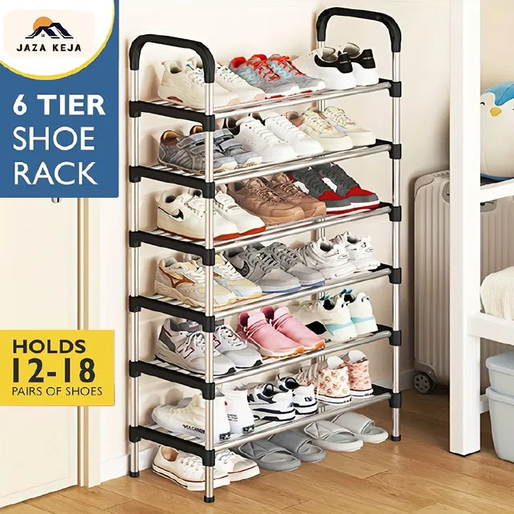 Jaza Keja 6 Layer Simple Shoe Rack Easy Assembled Economical Shoes Rack for Entryway Hallway Bedroom Living Room Back To College Essential