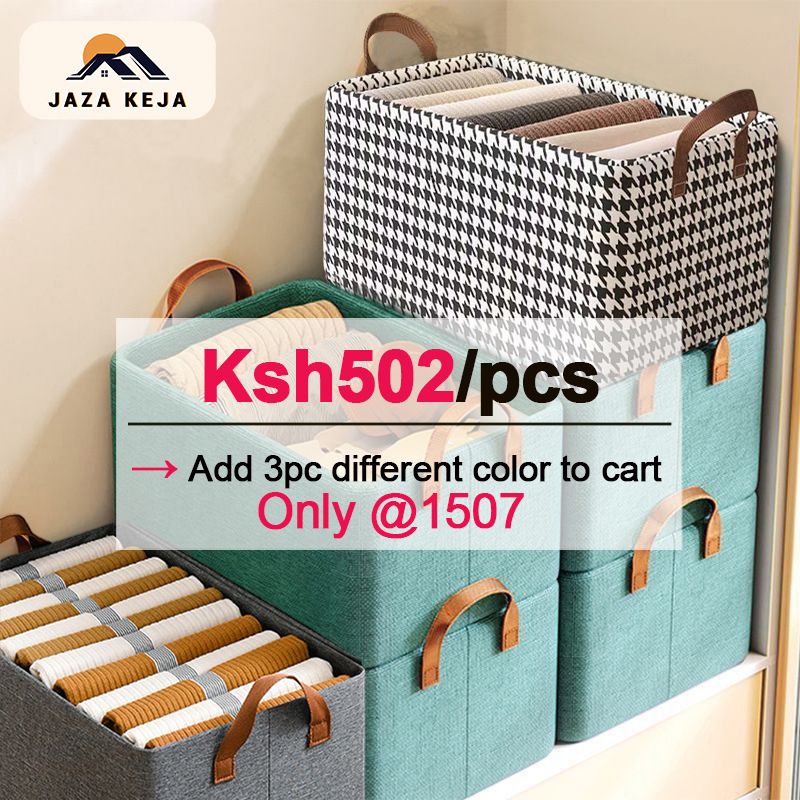 Jaza Keja Foldable Clothes Closet Organizer Inner Layer Handle Fabric Storage Baskets Box Steel Frame Stackable Shelf Wardrobe for Clothes Toys