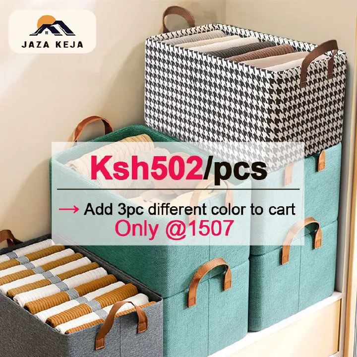 Jaza Keja Foldable Clothes Closet Organizer Inner Layer Handle Fabric Storage Baskets Box Steel Frame Stackable Shelf Wardrobe for Clothes Toys