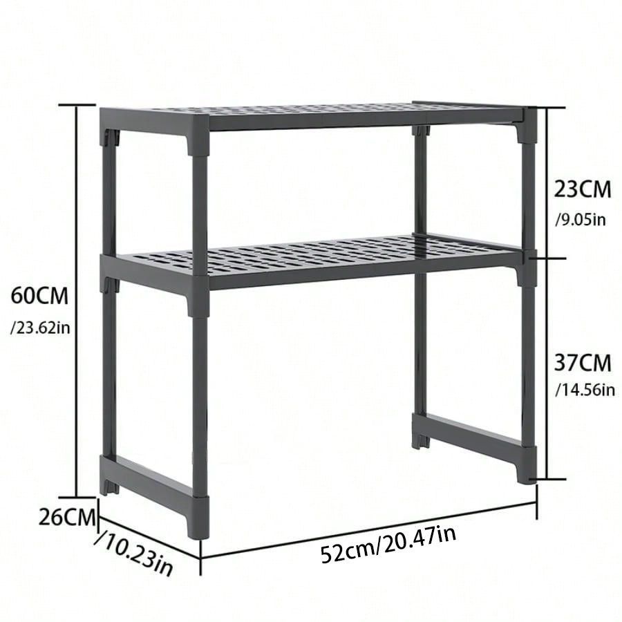 Jaza Keja 2 Layer Microwave Oven Rack Steel Pipe Support Moisture Rust Proof Kitchen Countertop Organizer Microwave Stand Utensils Tableware Storage Shelf