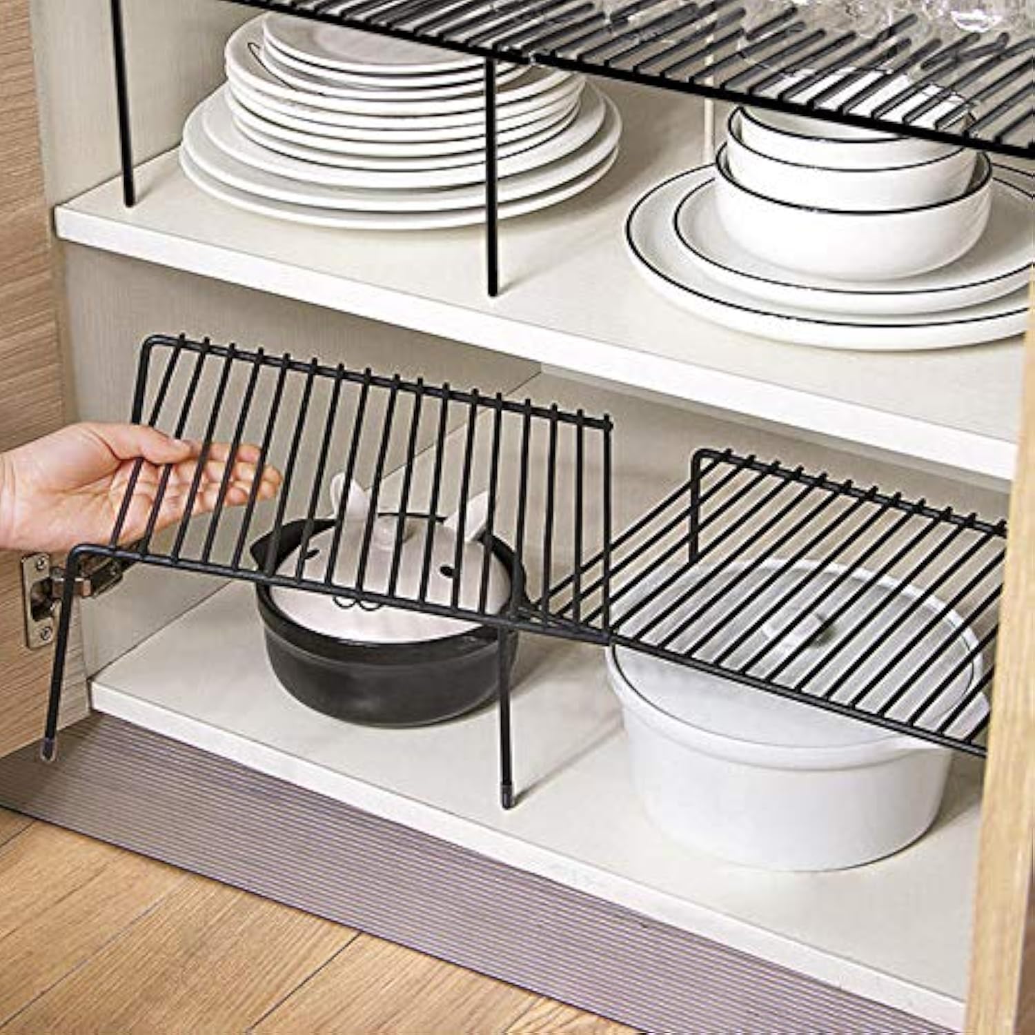 [New]Jaza Keja Expandable Shelf Organizer for Kitchen Countertop, Metal Cabinet Pantry Shelf, Spice Rack Organizer, Space Saving Non Slip Rustproof
