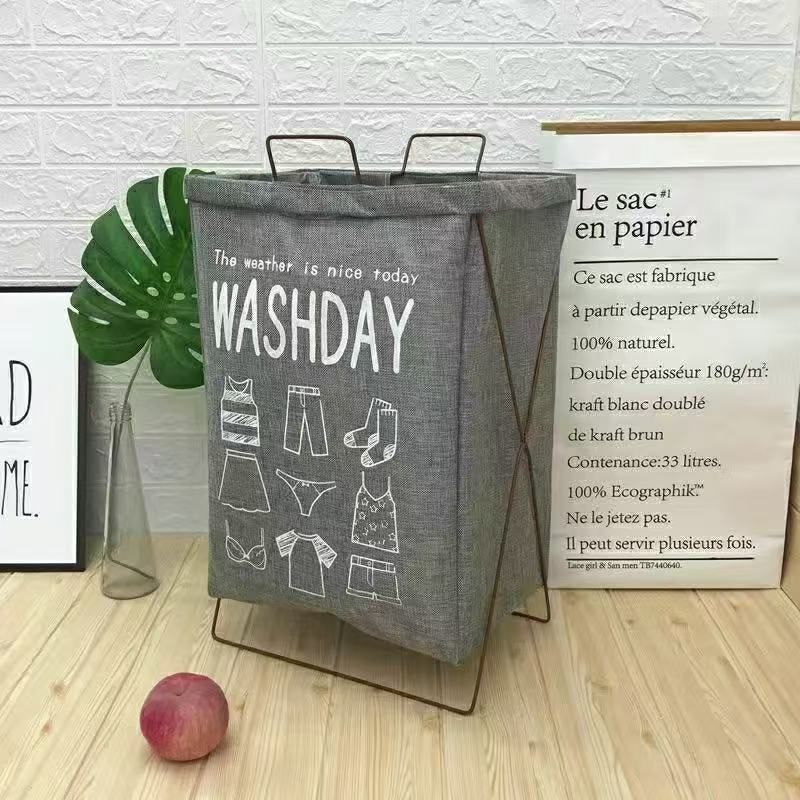 [New]Jaza Keja Folding Laundry Basket Dirty Clothes Hamper Cotton Linen Fabric Storage Bin Bathroom Laundry Basket Suitable for All Seasons