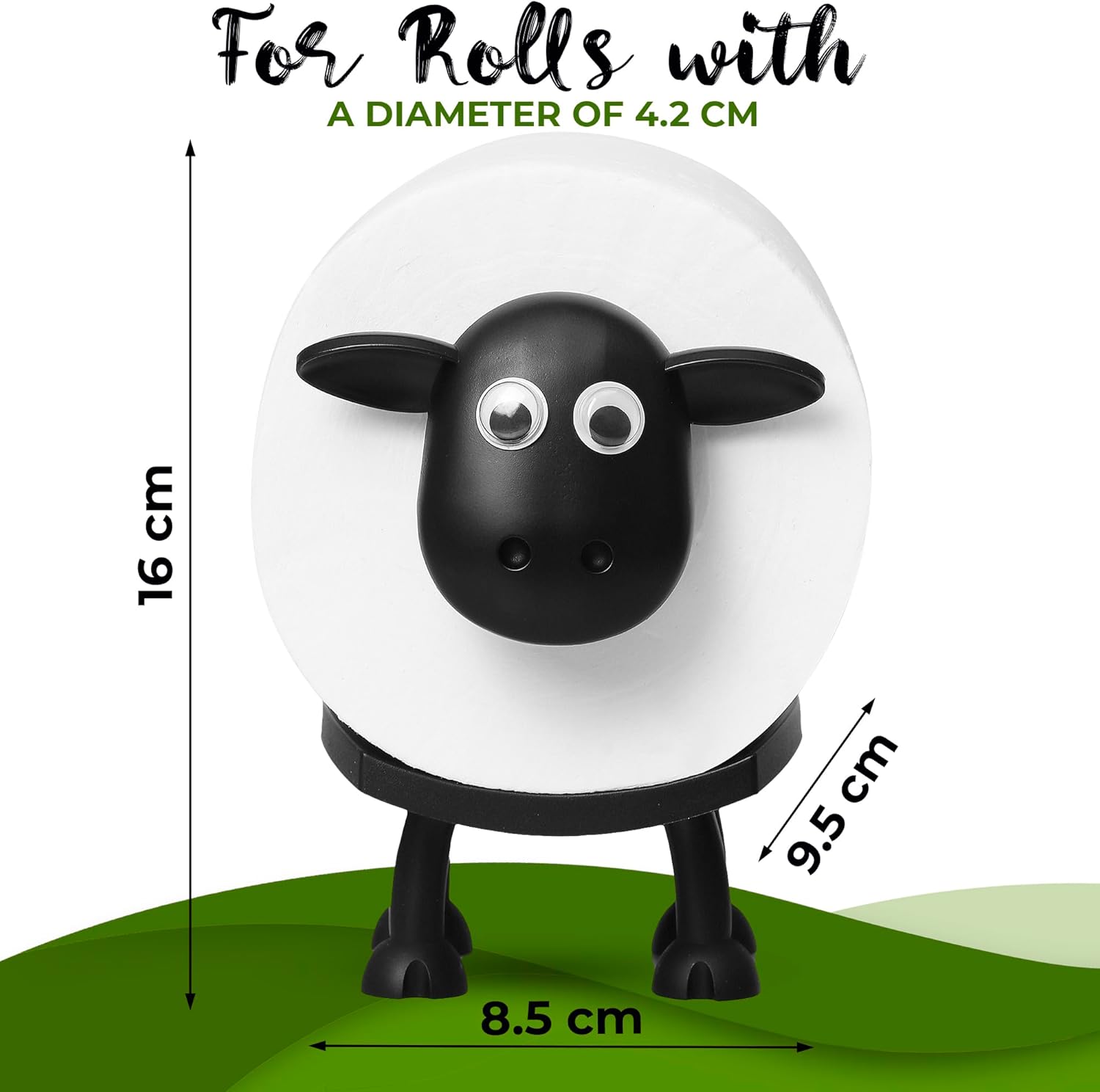 [New]Jaza Keja 3pcs Sheep Toilet Roll Holder Free Standing Bathroom Set Funny Hilarious Black Sheep Loo Roll Holder Tissue Paper Storage Cute Bathroom Decor