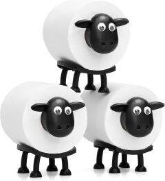 [Buy More Save More]New Jaza Keja 3pcs Sheep Toilet Roll Holder Free Standing Bathroom Set Funny Hilarious Black Sheep Loo Roll Holder Tissue Paper Storage Cute Bathroom Decor
