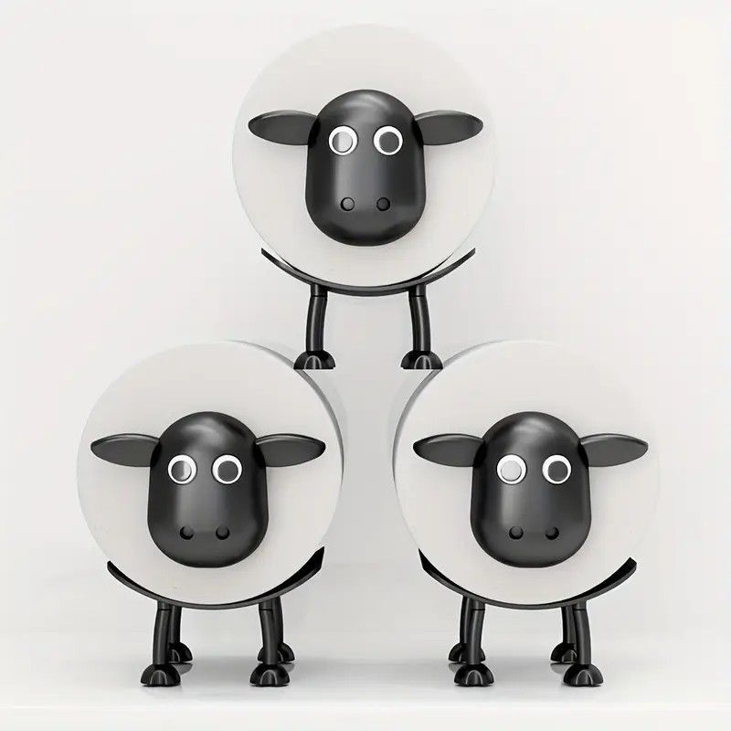 [New]Jaza Keja 3pcs Sheep Toilet Roll Holder Free Standing Bathroom Set Funny Hilarious Black Sheep Loo Roll Holder Tissue Paper Storage Cute Bathroom Decor