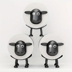[Buy More Save More]New Jaza Keja 3pcs Sheep Toilet Roll Holder Free Standing Bathroom Set Funny Hilarious Black Sheep Loo Roll Holder Tissue Paper Storage Cute Bathroom Decor