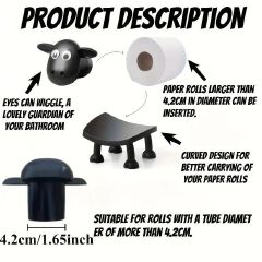 [Buy More Save More]New Jaza Keja 3pcs Sheep Toilet Roll Holder Free Standing Bathroom Set Funny Hilarious Black Sheep Loo Roll Holder Tissue Paper Storage Cute Bathroom Decor