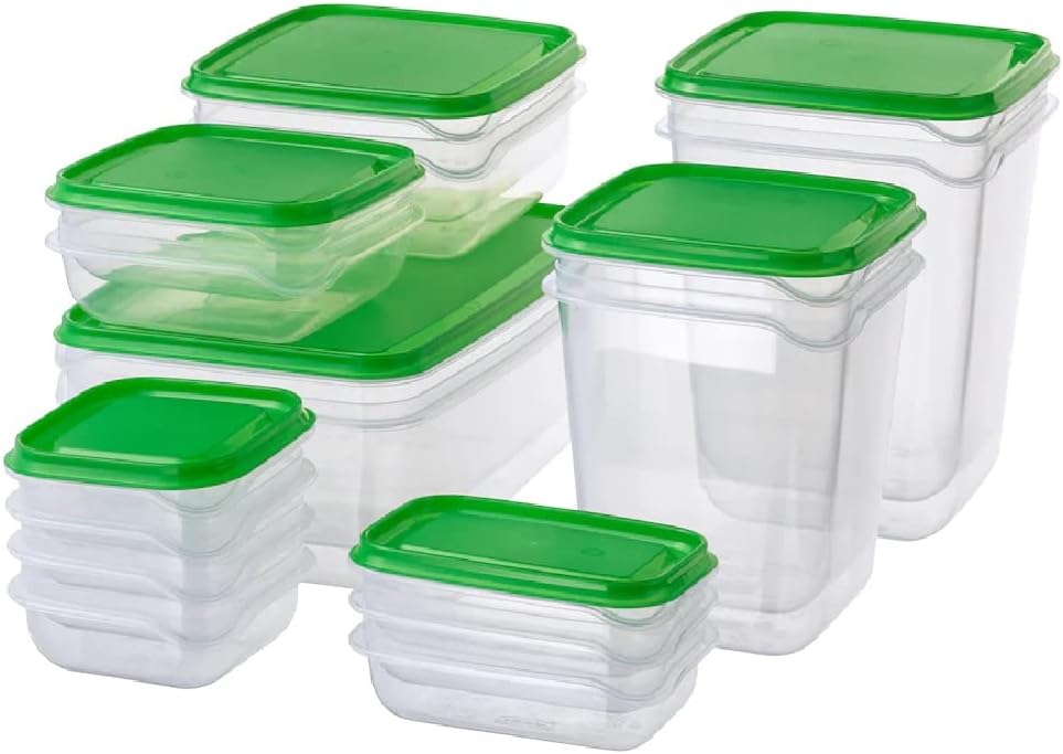 [New]Jaza Keja 17 Set of Food Container Boxes with Lid Clear Stackable Plastic Containers Microwave Freezer Dishwasher Safe