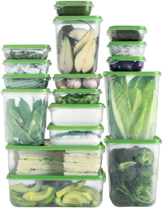 [New]Jaza Keja 17 Set of Food Container Boxes with Lid Clear Stackable Plastic Containers Microwave Freezer Dishwasher Safe