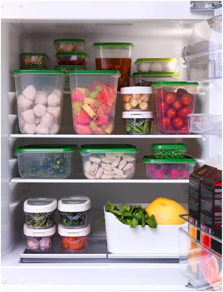 [New]Jaza Keja 17 Set of Food Container Boxes with Lid Clear Stackable Plastic Containers Microwave Freezer Dishwasher Safe