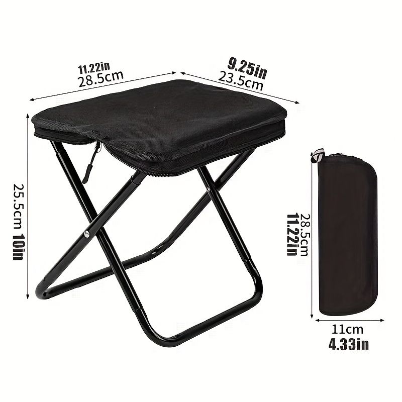 [New]Jaza Keja Portable Durable Folding Stool for Outdoor Camping Foldable Iron Alloy Chair with Zipper Storage Bag Home Balcony Leisure Seat suitable for camping/fishing/picnicking