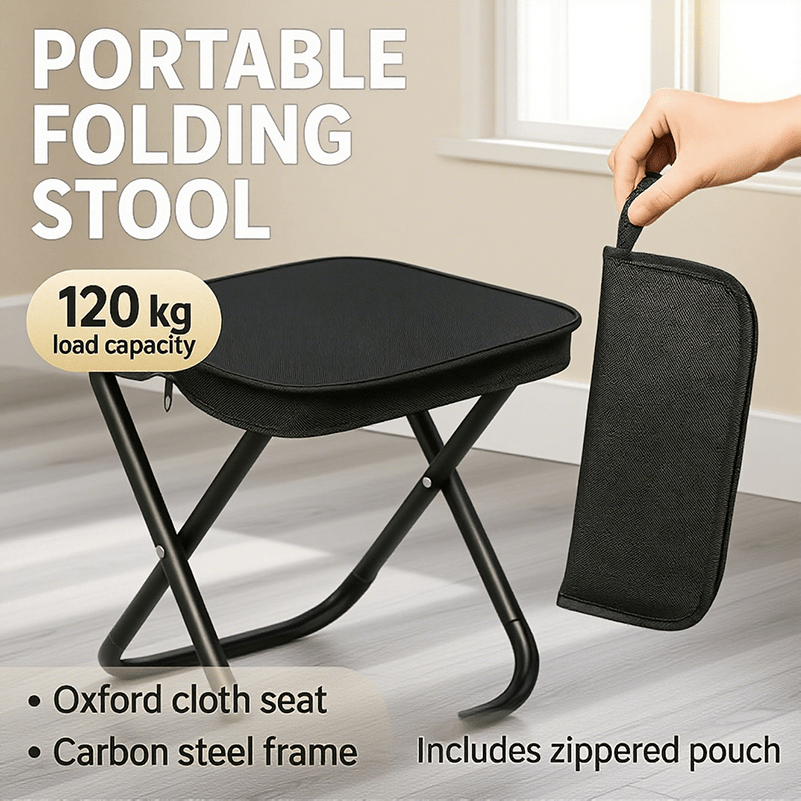 [New]Jaza Keja Portable Durable Folding Stool for Outdoor Camping Foldable Iron Alloy Chair with Zipper Storage Bag Home Balcony Leisure Seat suitable for camping/fishing/picnicking