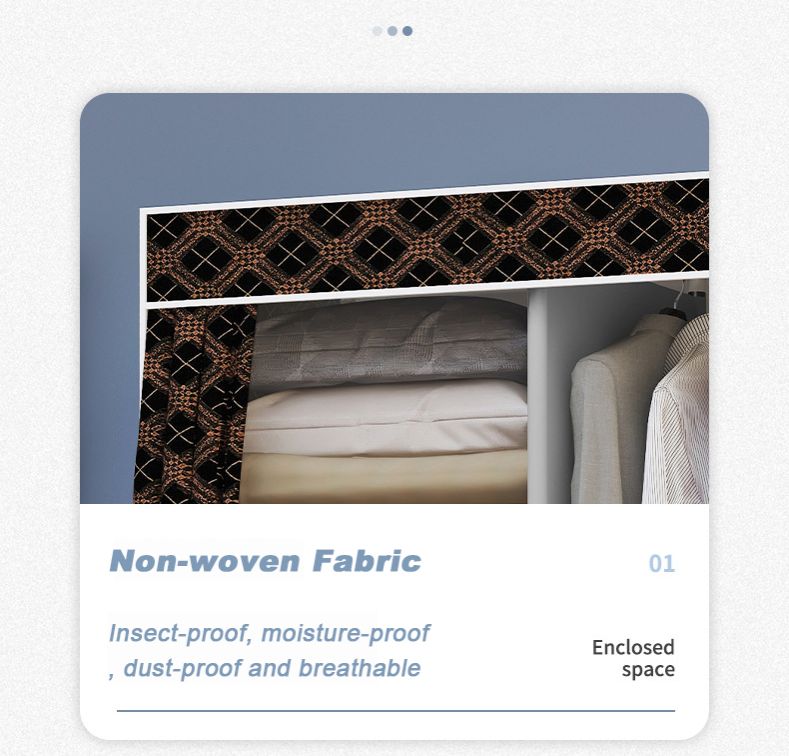 Jaza Keja 105cm 3 Columns T Zip Portable Wardrobe Black Gold Closet Clothes Metallic Organizer Non-Woven Fabric Cover with 6 Storage Shelves 2 Hanging Sections