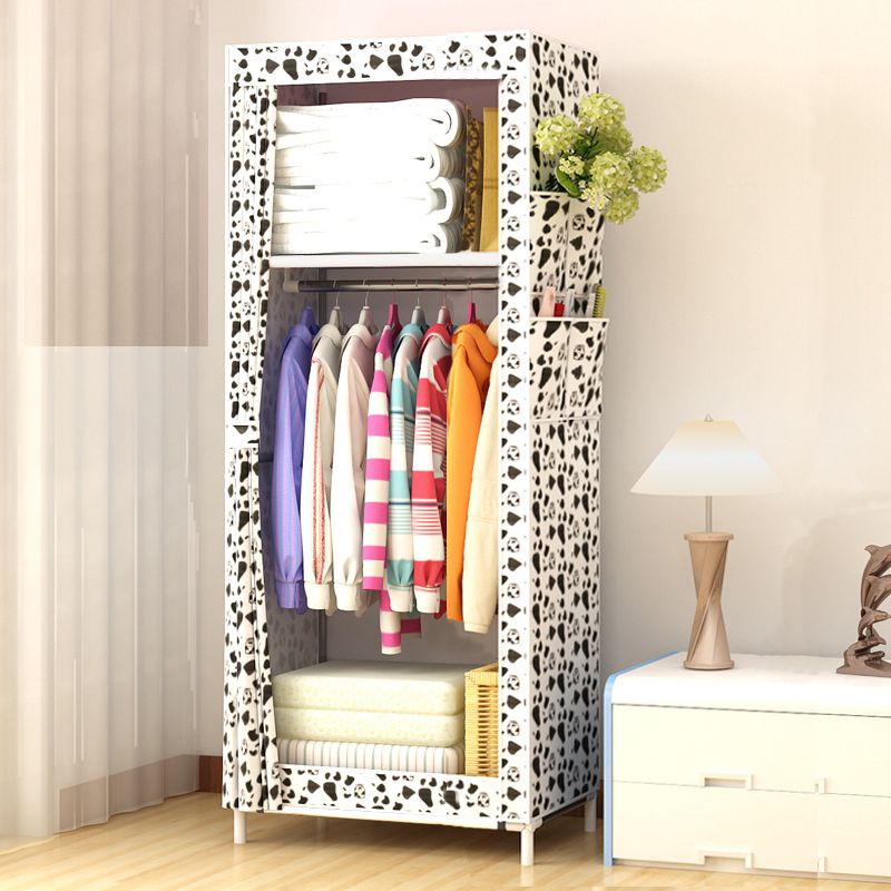 Jaza Keja Portable 1 Column 56cm Portable Wardrobe Closet Metallic Organizer Non-Woven Fabric Cover Ideal for Dorms, Bedrooms, Rentals, Children Portable Closets