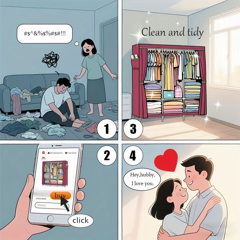 Jaza Keja Portable 1 Column 56cm Portable Wardrobe Closet Metallic Organizer Non-Woven Fabric Cover Ideal for Dorms, Bedrooms, Rentals, Children Portable Closets