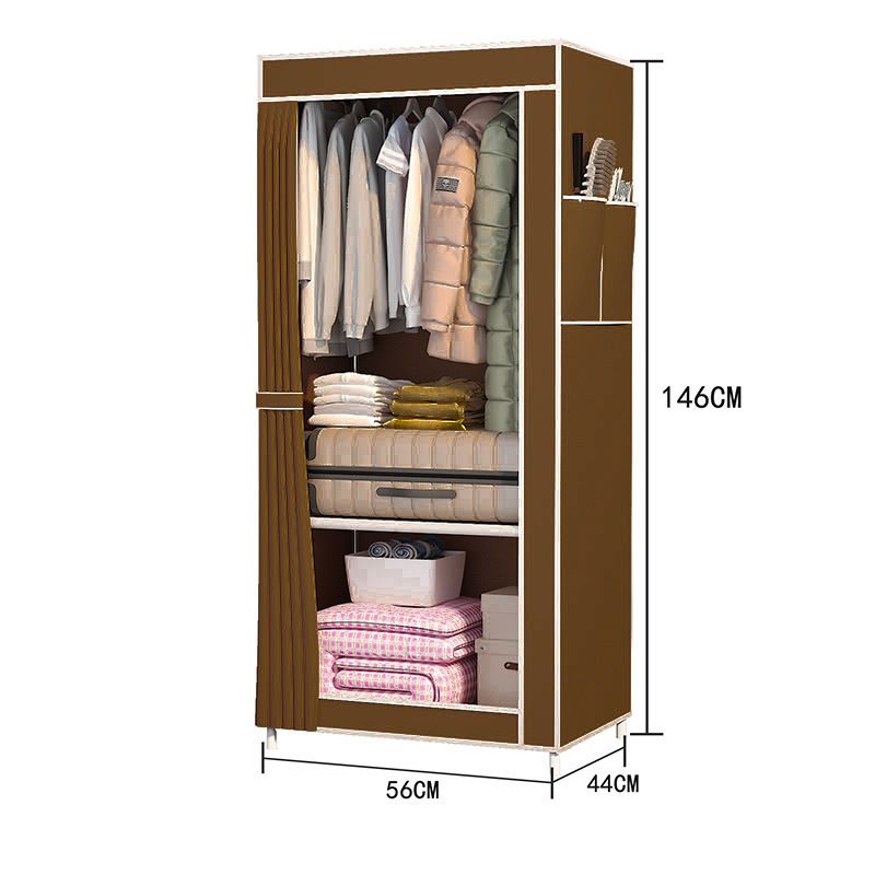 Jaza Keja Portable 1 Column 56cm Portable Wardrobe Closet Metallic Organizer Non-Woven Fabric Cover Ideal for Dorms, Bedrooms, Rentals, Children Portable Closets