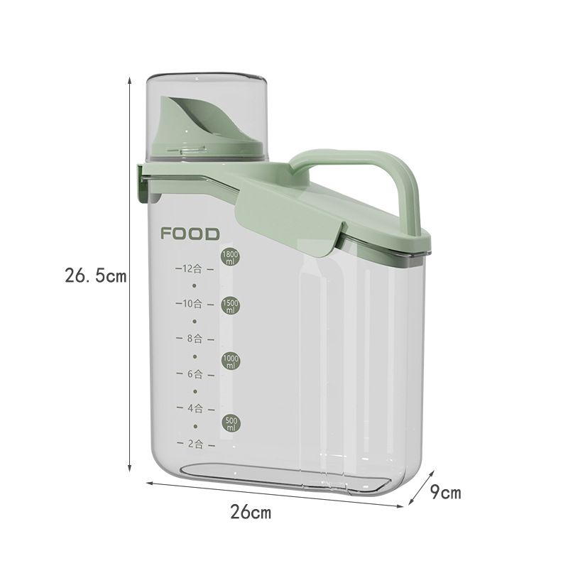 Jaza Keja 2L Food Container Large Grain Sealed Container Storage with Lid Measuring Cylinder Pouring Port Household Cereal Dispenser Bucket for Kitchen Soybean Corn
