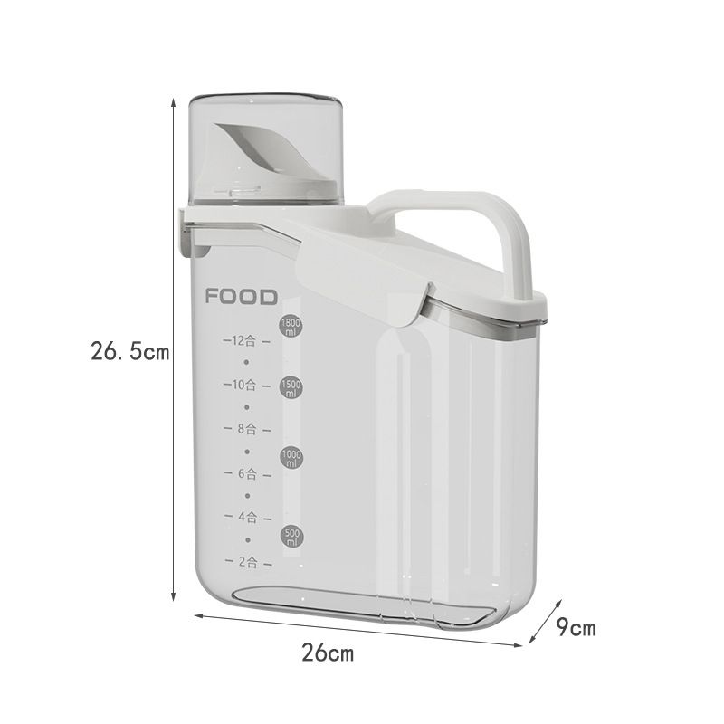 Jaza Keja 2L Food Container Large Grain Sealed Container Storage with Lid Measuring Cylinder Pouring Port Household Cereal Dispenser Bucket for Kitchen Soybean Corn
