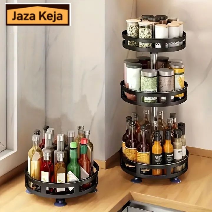 Jaza Keja Rotating Spice Jar Multifunctional Condiment Shelf Kitchen Salt Flavor Container Flavouring Tank Shelf for Tableware Makeup Spices