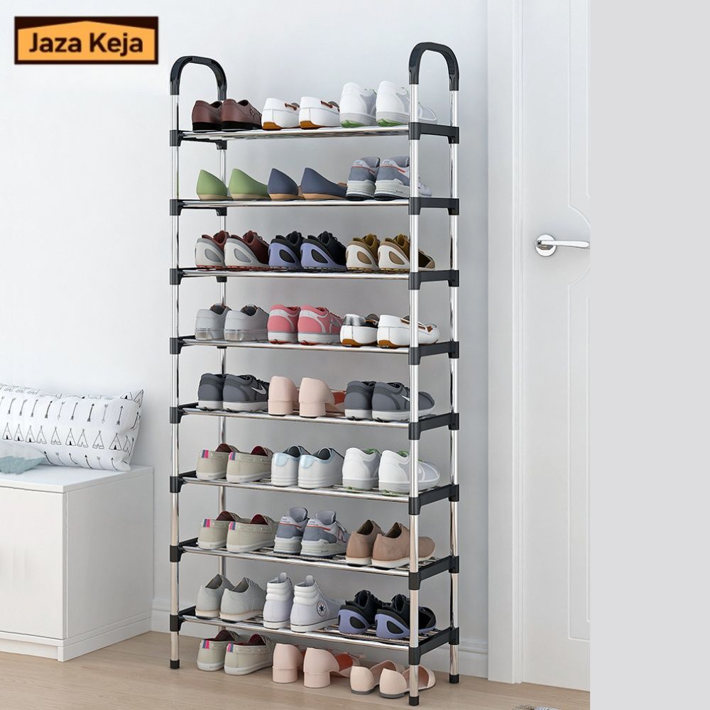 Jaza Keja 8 Layer Simple Shoe Rack Easy Assembled Economical Shoes Rack for Entryway Hallway Bedroom Living Room Back To College Essential