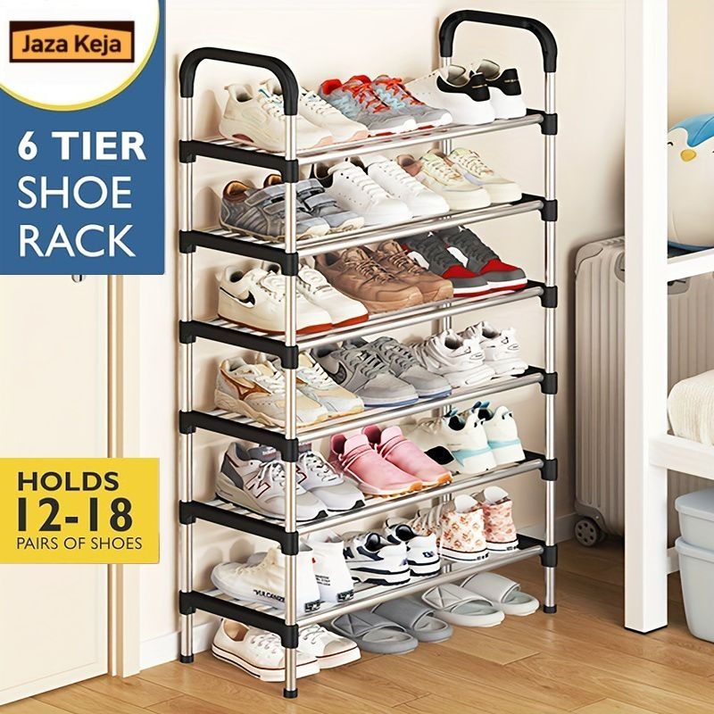 Jaza Keja 6 Layer Simple Shoe Rack Easy Assembled Economical Shoes Rack for Entryway Hallway Bedroom Living Room Back To College Essential