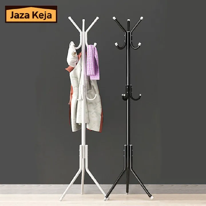 Jaza Keja 9 Hook Clothes Tree Simple Iron Coat Rack Coats Bags Scarves Household Hanger Storage Organizer Rack Portable Hat Clothes Stand