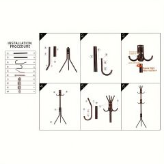 Jaza Keja 9 Hook Clothes Tree Simple Iron Coat Rack Coats Bags Scarves Household Hanger Storage Organizer Rack Portable Hat Clothes Stand