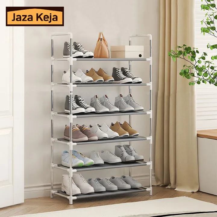 Jaza Keja 6 Layer Simple Metal Shoes Rack Space Saving Stand Holder Hallway Entryway Shoe Organizer Living Room Furniture