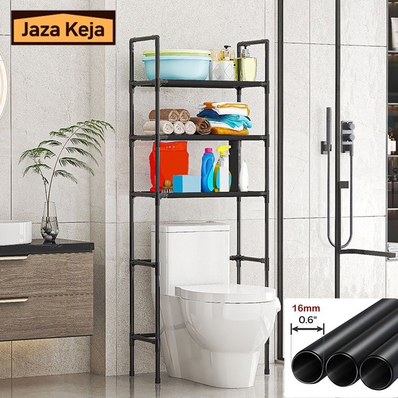 Jaza Keja 3 Layer Metallic Bathroom Storage Rack Floor-standing Toilet Rack Basin Shelf Home Bathroom Storage Accessories