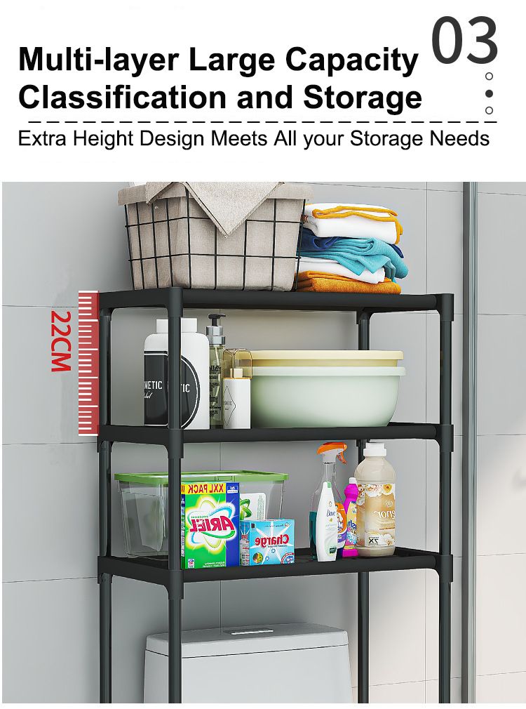 Jaza Keja 3 Layer Metallic Bathroom Storage Rack Floor-standing Toilet Rack Basin Shelf Home Bathroom Storage Accessories